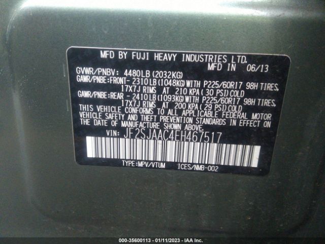 JF2SJAAC4EH467517 Subaru Forester 2.5i
