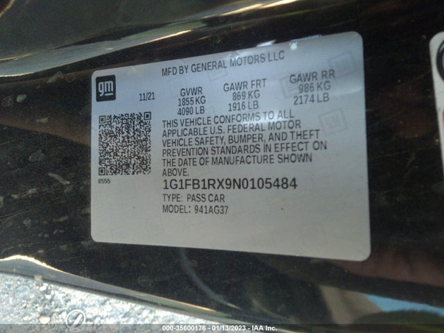 Chevrolet Camaro 1ls 2022 1G1FB1RX9N0105484 Image 9