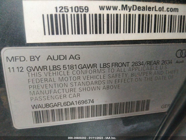 WAUBGAFL6DA169674 Audi S4 Premium Plus