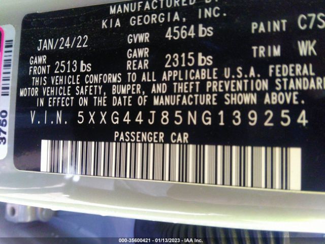 5XXG44J85NG139254 KIA K5 Gt