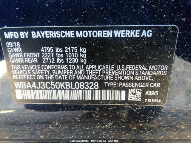 2019 BMW 4 Series, VIN: WBA4J3C50KBL08328