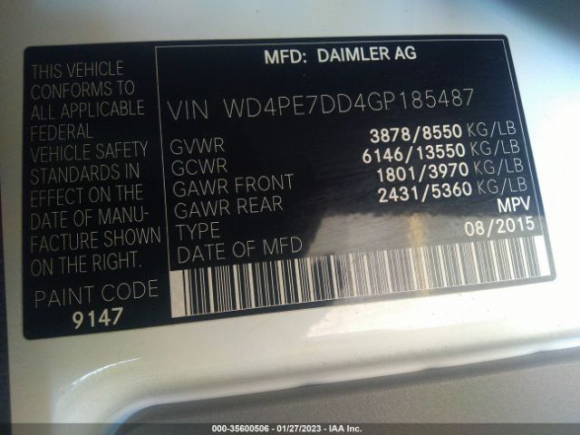 WD4PE7DD4GP185487 Mercedes-Benz SPRINTER VANS