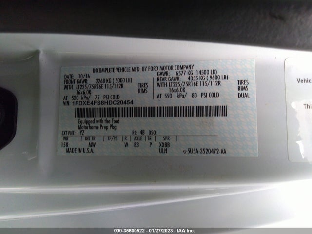 2017 Ford E-Series, VIN: 1FDXE4FS8HDC20454