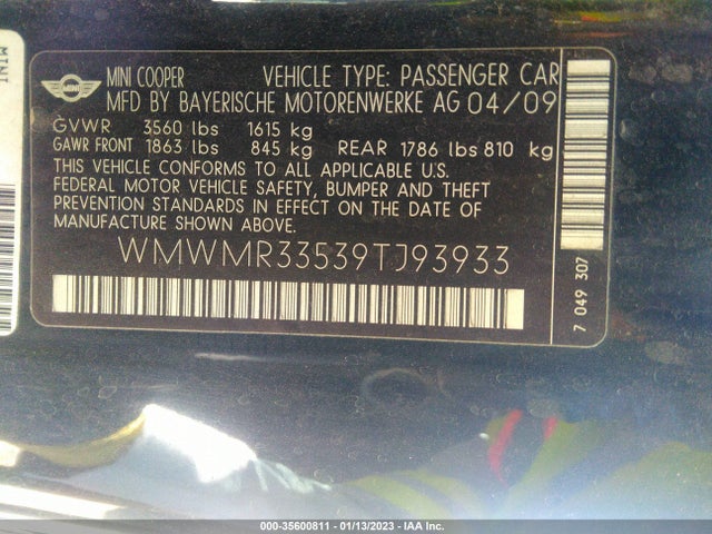 WMWMR33539TJ93933 Mini COOPER CONVERTIBLE