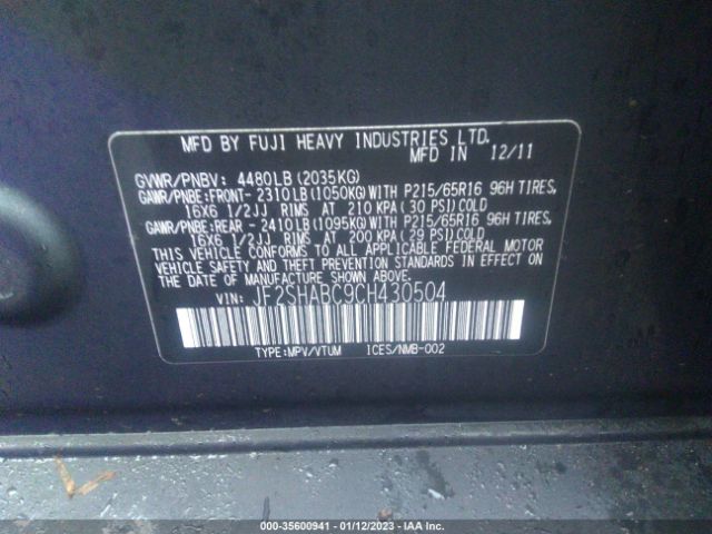 JF2SHABC9CH430504 Subaru Forester 2.5x