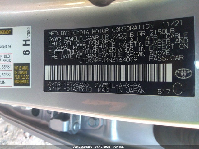 Toyota Prius L 2022 JTDKAMFU4N3164039 Image 9