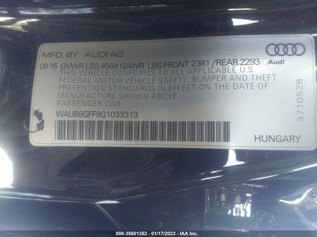 WAUB8GFF9G1033313 Audi A3 2.0t Premium