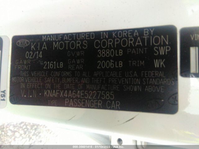 KNAFX4A64E5227585 KIA FORTE LX