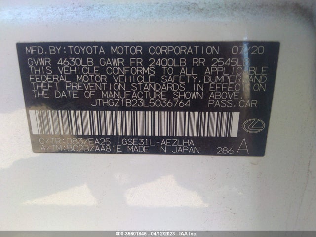 Lexus IS 2020 JTHGZ1B23L5036764 Image 9