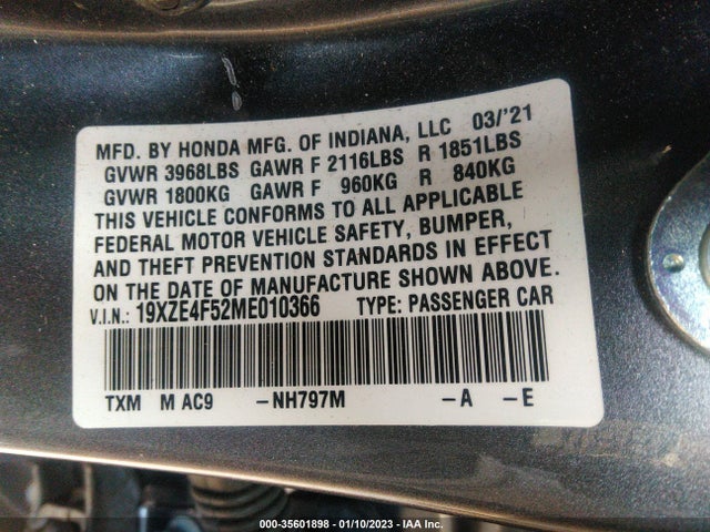 Honda INSIGHT EX 2021 19XZE4F52ME010366 Image 9