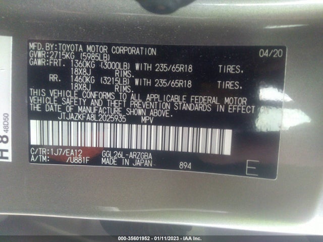 2020 Lexus RX, VIN: JTJAZKFA8L2025935