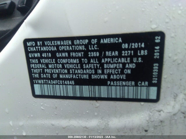 1VWBT7A34FC014845 Volkswagen Passat 1.8t Sport