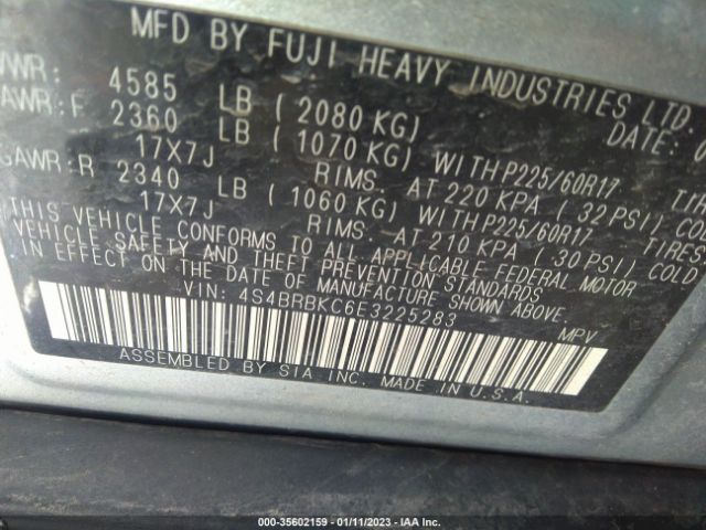 4S4BRBKC6E3225283 Subaru Outback 2.5i Limited