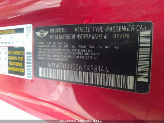 WMWRH33506TK58144 Mini Cooper Convertible S