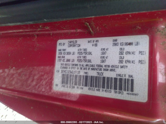 1998 DODGE RAM 1500 VIN: 3B7HC13Z9WG197135