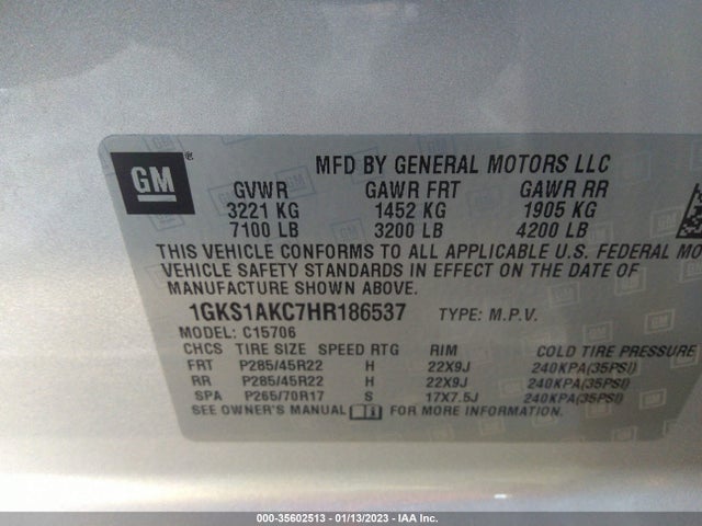 GMC YUKON SLE 2017 1GKS1AKC7HR186537 Image 10