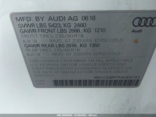 WA1C2AFP7HA006153 Audi Q5 PREMIUM