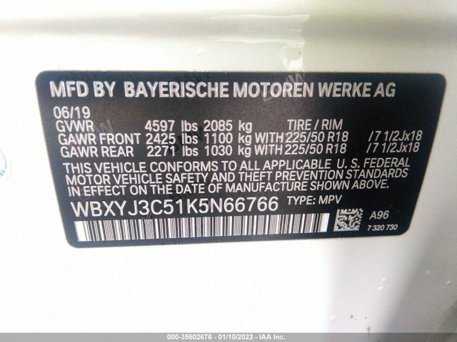 BMW X2 Sdrive28i 2019 аукцион фото