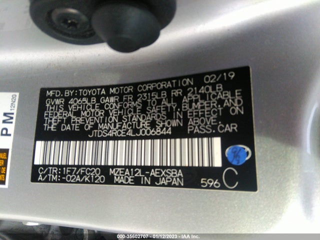 2020 TOYOTA COROLLA SE/NIGHTSHADE VIN: JTDS4RCE4LJ006844