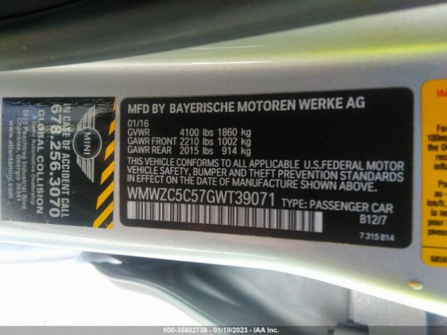 WMWZC5C57GWT39071 Mini Cooper Countryman S