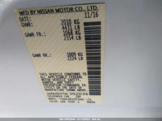 2017 Nissan Leaf, VIN: 1N4BZ0CP7HC302036