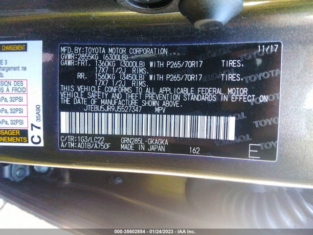 2018 Toyota 4Runner, VIN: JTEBU5JR9J5527347