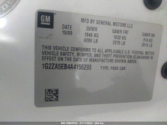 2010 PONTIAC G6 W/1SB VIN: 1G2ZA5EB4A4156293