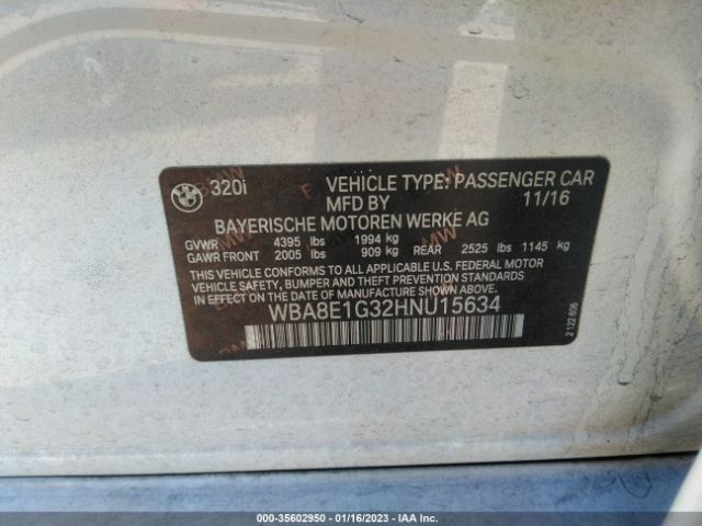 WBA8E1G32HNU15634 BMW 3 Series 320i