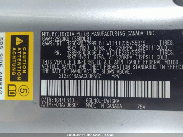 Lexus RX 350 2010 2T2ZK1BA5AC036587 Image 10