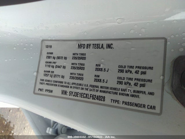 Tesla Model 3 Performance 2020 5YJ3E1ECXLF624028 Image 9