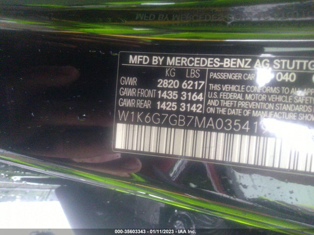 2021 Mercedes-Benz S-Class, VIN: W1K6G7GB7MA035419