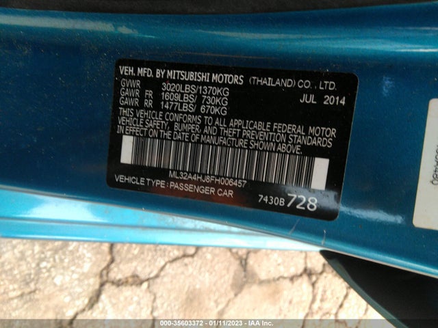 ML32A4HJ8FH006457 Mitsubishi Mirage Es/rf