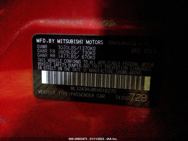 ML32A3HJ8EH016270 Mitsubishi MIRAGE DE