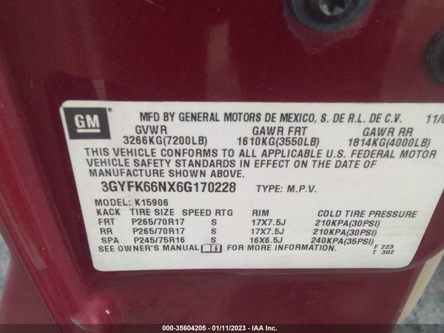 Cadillac ESCALADE ESV 2006 3GYFK66NX6G170228 Image 10