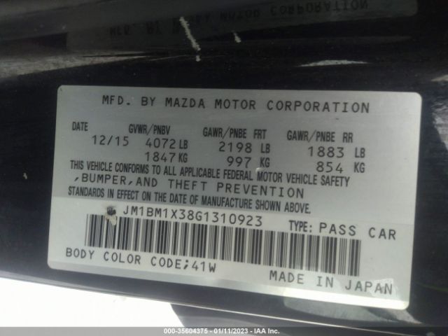 JM1BM1X38G1310923 Mazda Mazda3 S Grand Touring