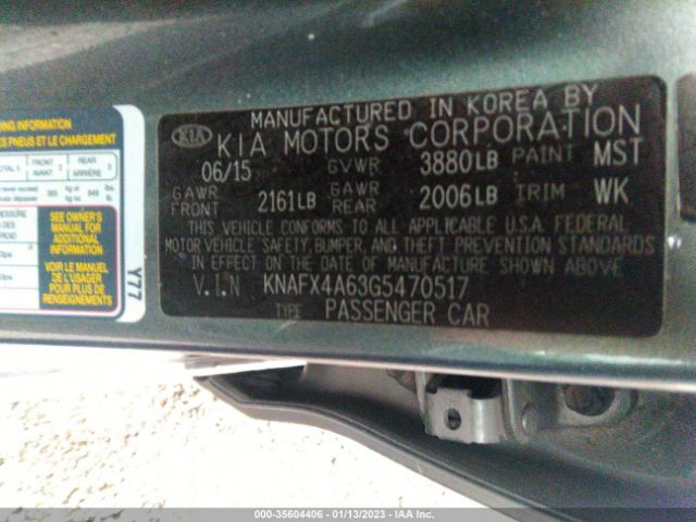 KNAFX4A63G5470517 KIA FORTE LX