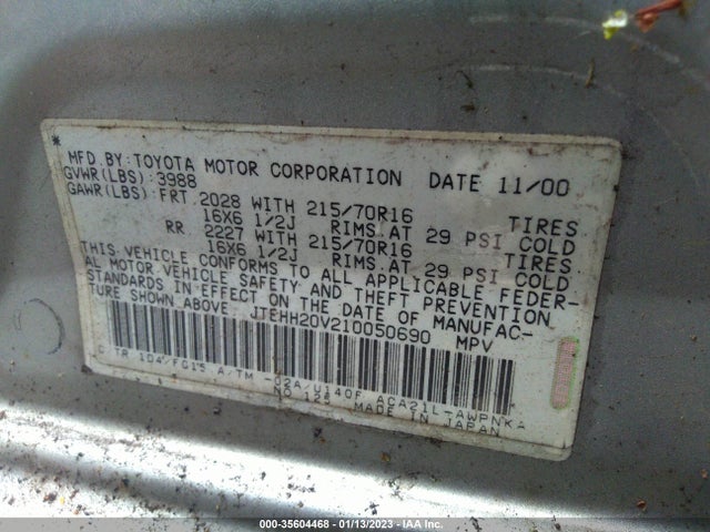 Toyota RAV4 2001 JTEHH20V210050690 Image 10