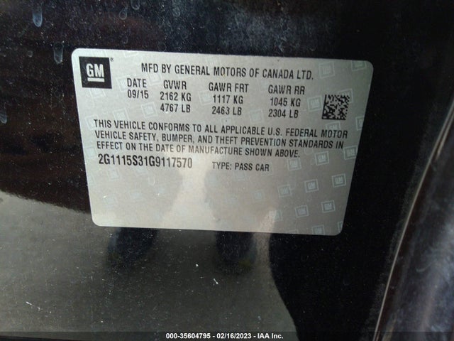 Chevrolet Impala 2lt 2016 2G1115S31G9117570 Image 9