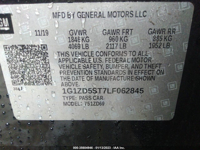 2020 Chevrolet Malibu, VIN: 1G1ZD5ST7LF062845