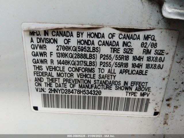 2HNYD28478H534320 Acura MDX