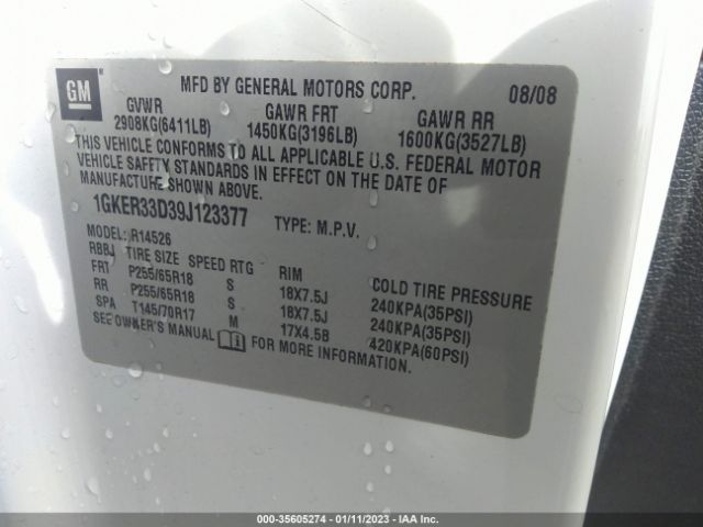 1GKER33D39J123377 GMC Acadia Slt2