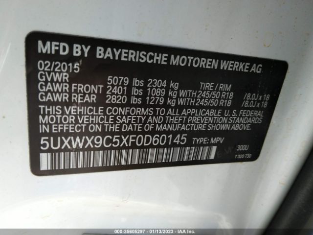 5UXWX9C5XF0D60145 BMW X3 Xdrive28i