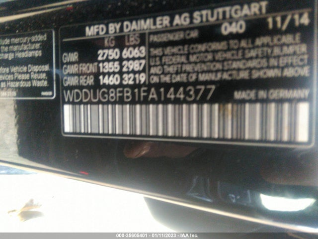 2015 Mercedes-Benz S-Class, VIN: WDDUG8FB1FA144377