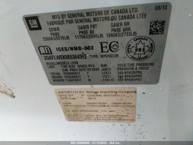 2GKFLWEK8E6364362 GMC Terrain Sle