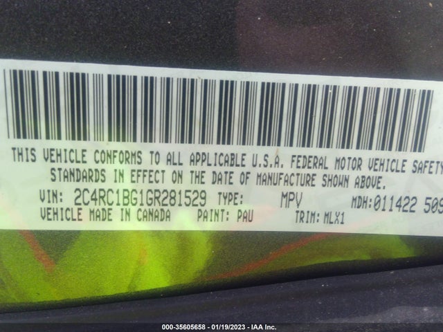 2C4RC1BG1GR281529 Chrysler Town & Country Touring