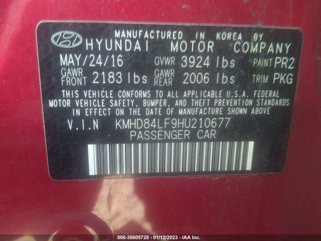 Hyundai ELANTRA SE 2017 KMHD84LF9HU210677 Image 9