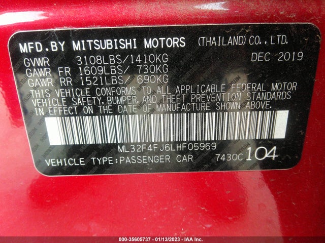 ML32F4FJ6LHF05969 Mitsubishi Mirage G4 Se/le
