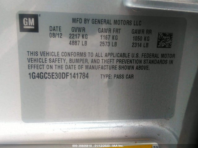 2013 BUICK LACROSSE LEATHER VIN: 1G4GC5E30DF141784