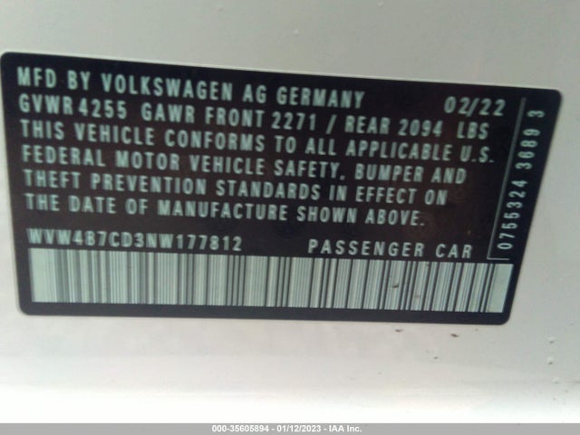 2022 Volkswagen Golf GTI, VIN: WVW487CD3NW177812