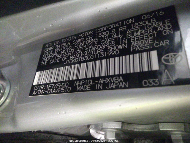 2016 Toyota Prius, VIN: JTDKDTB30G1131990